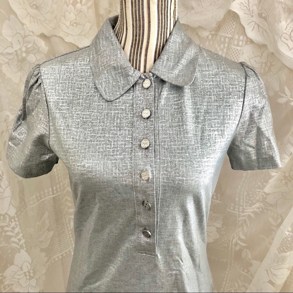 NWOT TORY BURCH Classic Polo +Silver Stamp Buttons